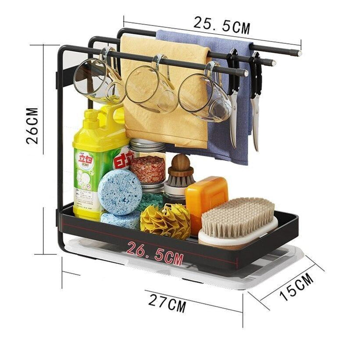 Lisslune | Adjustable Stainless Steel Sink Rack with Integrated Towel Holder - Perfect for Organizing Kitchen and Bath