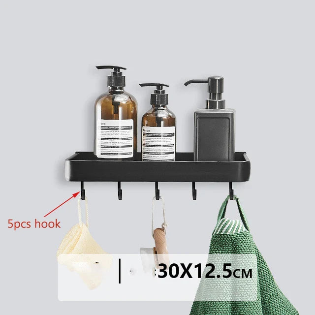 Lisslune | black wall-mounted storage shelf