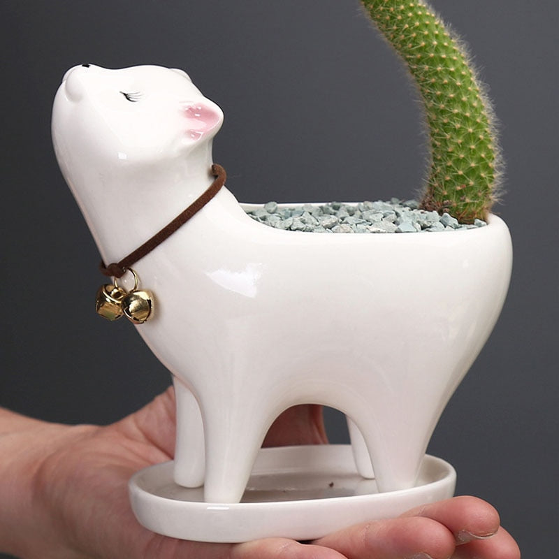 Lisslune | Rising Cat Ceramic Flower Pot