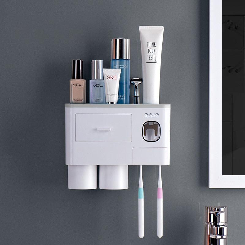 Lisslune | All-in-One Bathroom Organization Set: Toothbrush Holder, Toothpaste Dispenser and more
