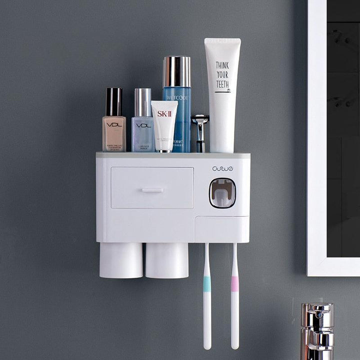 Lisslune | All-in-One Bathroom Organization Set: Toothbrush Holder, Toothpaste Dispenser and more