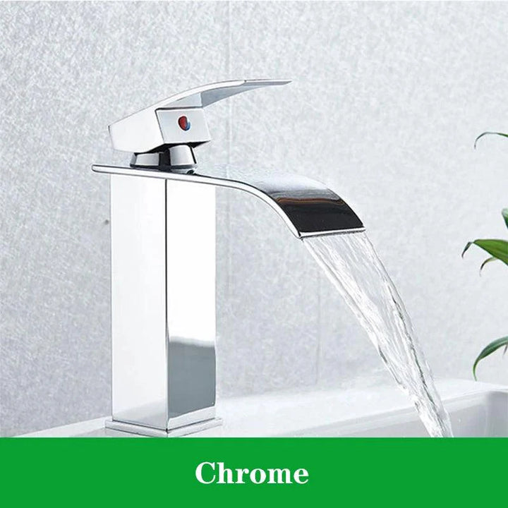 Lisslune | Modern black waterfall faucet with chrome accents for stylish bathrooms
