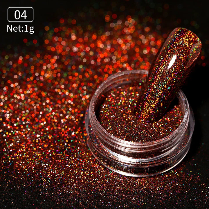 Rynx | Aurora Pearl White Nails Glitter Dust Chrome Gradient Rubbing on Powder Mirror Reflective Magnetic Pigment Nail Art Decorations