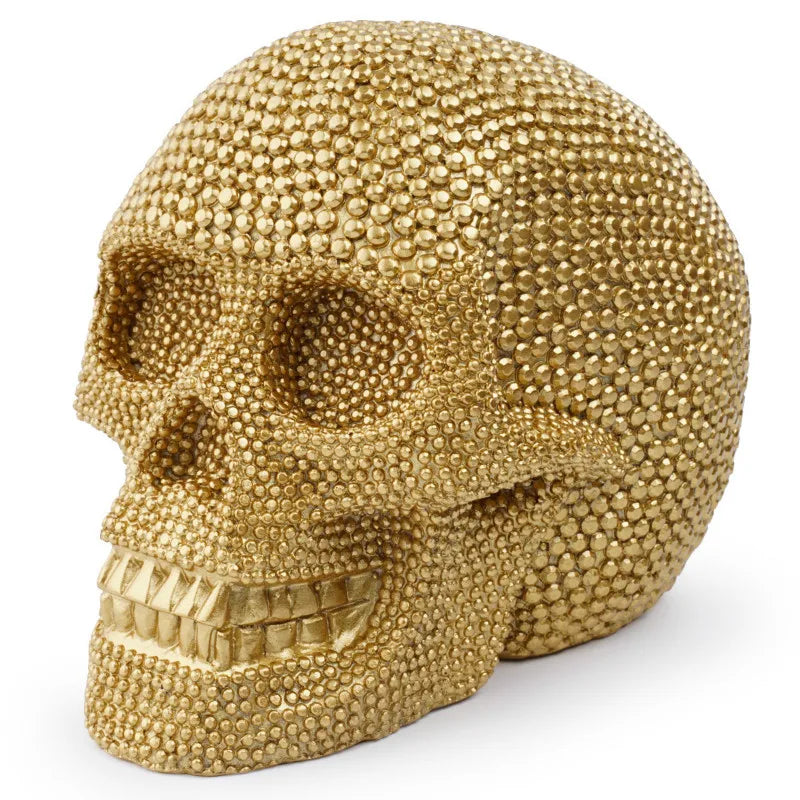 Lisslune | BUF Large Silver/Gold Skull Statue Resin Craft Decorative Ornaments Halloween Decoration Sculpture Home Decor Figures
