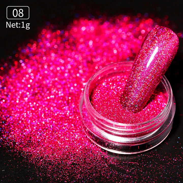 Rynx | Aurora Pearl White Nails Glitter Dust Chrome Gradient Rubbing on Powder Mirror Reflective Magnetic Pigment Nail Art Decorations