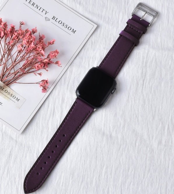 Lisslune | Leather strap for Apple Watch 42mm 38mm Series 3 4 5 6 SE 7 41MM 45MM