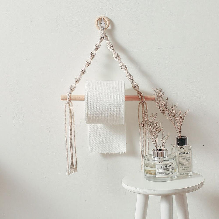 Lisslune | Handcrafted Bohemian Macrame Toilet Paper Holder - Unique Bathroom Decor Accessory