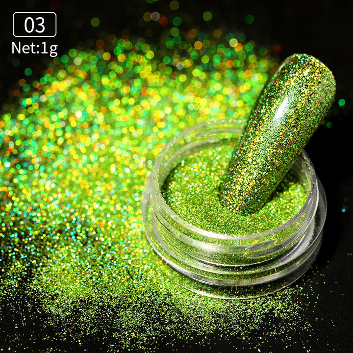 Rynx | Aurora Pearl White Nails Glitter Dust Chrome Gradient Rubbing on Powder Mirror Reflective Magnetic Pigment Nail Art Decorations