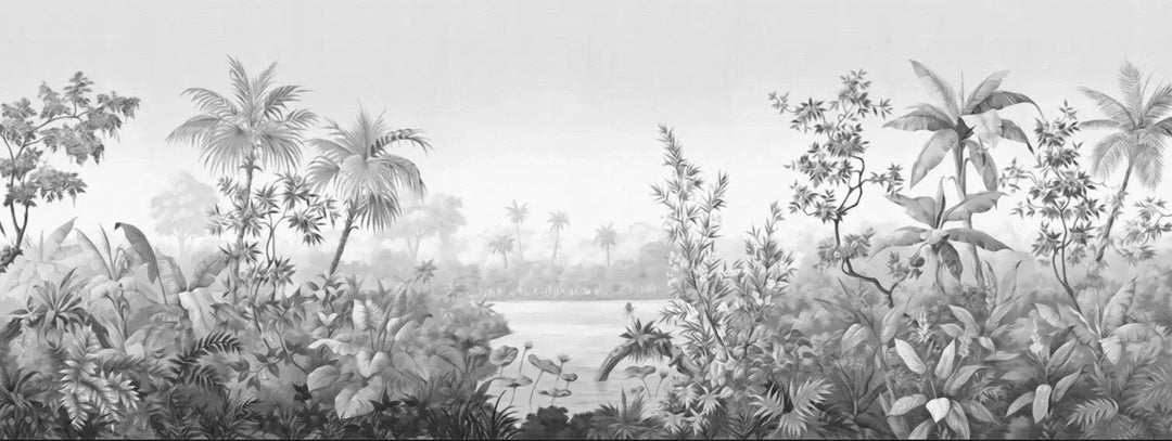 Lisslune | Elegant Monochrome 3D Banana Leaf Wallpaper for Stunning Living Spaces