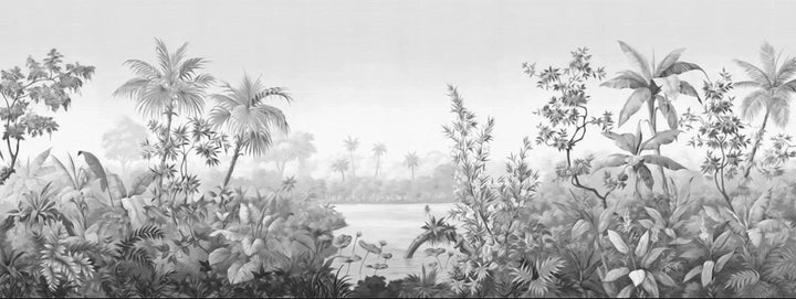 Lisslune | Elegant Monochrome 3D Banana Leaf Wallpaper for Stunning Living Spaces
