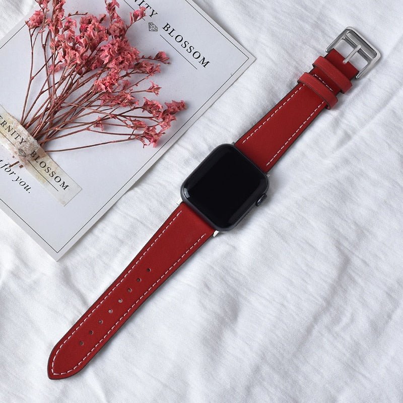 Lisslune | Leather strap for Apple Watch 42mm 38mm Series 3 4 5 6 SE 7 41MM 45MM