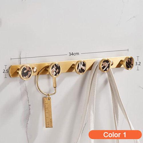 Lisslune | Elegant Luxe Gold Brass Wall Hook Rack with 5 Sturdy Hooks - Stylish Storage Solution