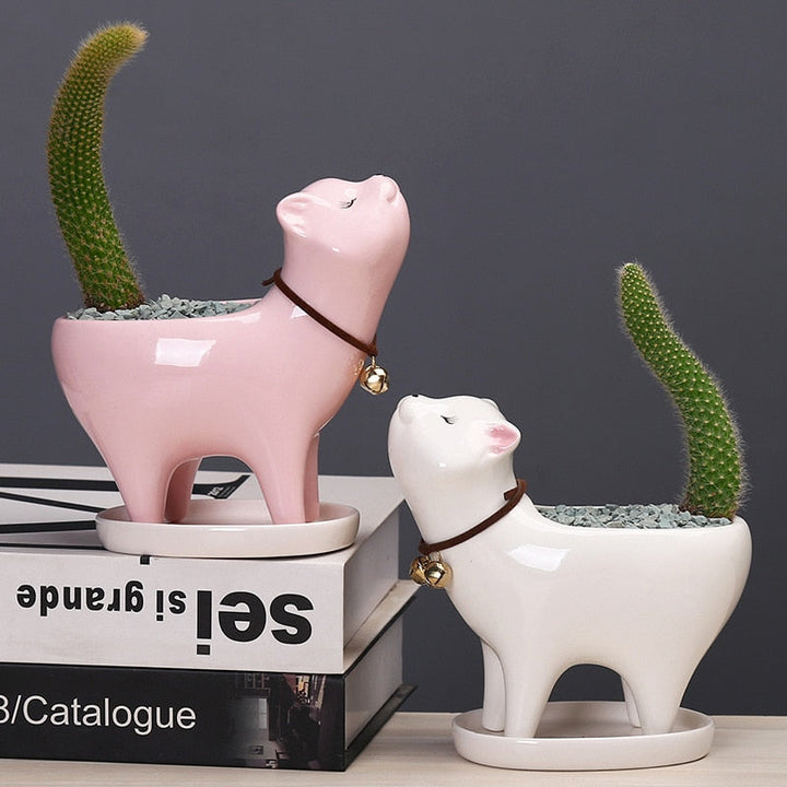 Lisslune | Rising Cat Ceramic Flower Pot