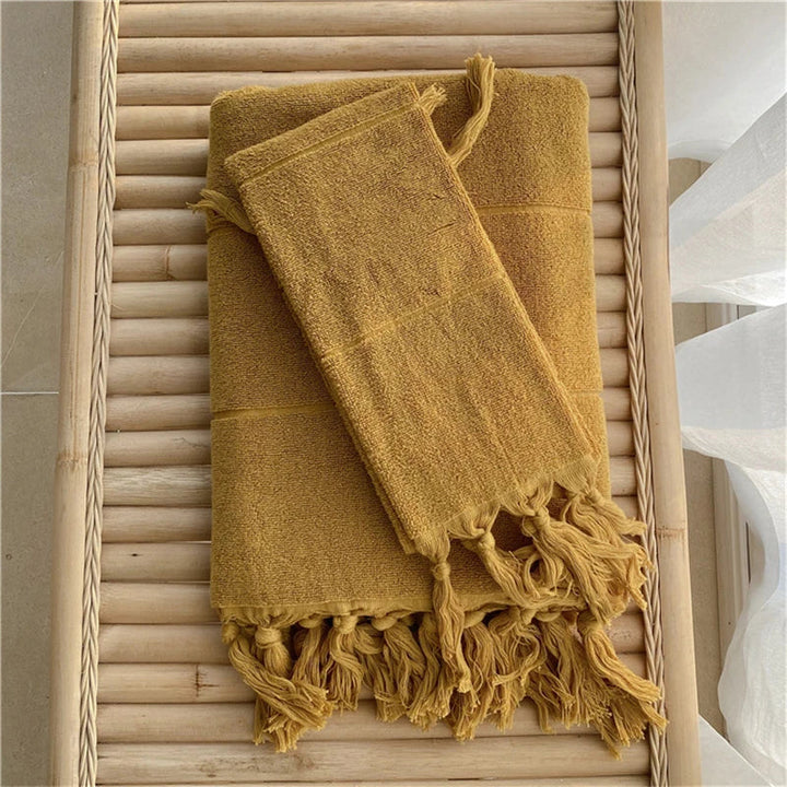 Rynx | Hand-knotted tassel made of pure cotton towel super absorbent household face bath towels bedspread women outdoor blanket