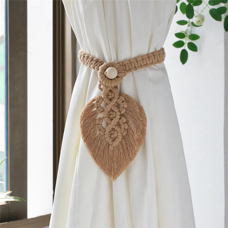 Rynx | Hand-woven macrame curtain tieback holder hooks living room boho decoration accessories hold band curtains