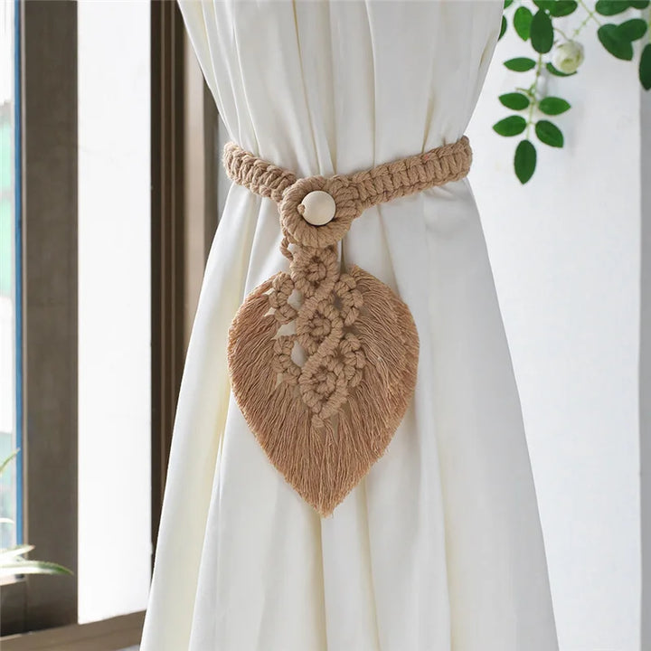Rynx | Hand-woven macrame curtain tieback holder hooks living room boho decoration accessories hold band curtains