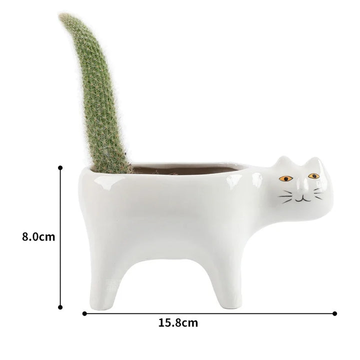 Rynx | Cute Cat Ceramic Pot Garden Flower Plant Animal Picture Cactus Plant Pot Succulent Plant Container Table Decoration