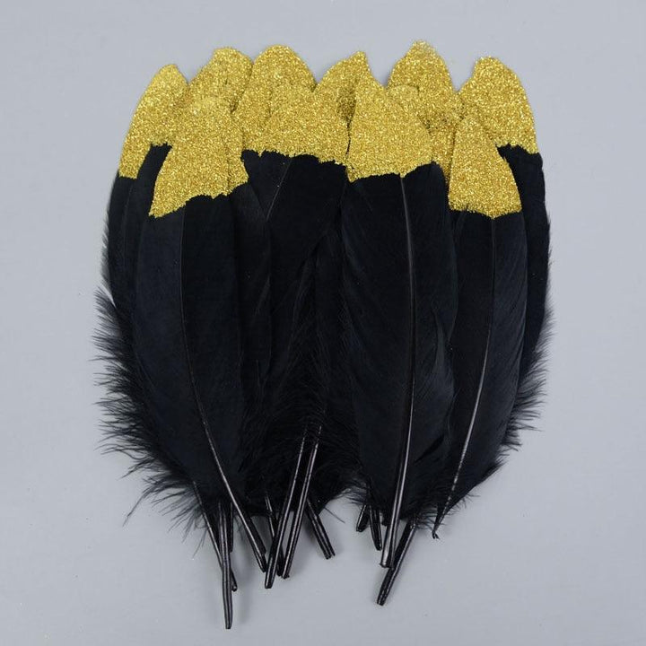 Lisslune | Glamorous Gold Tipped Feather Craft Set for Elegant Event Enhancements