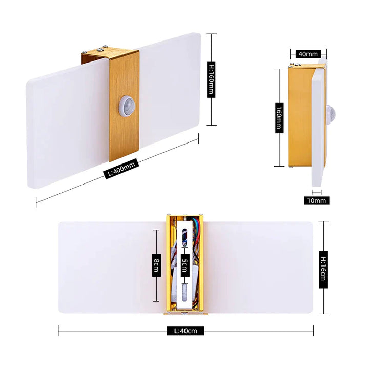 Lisslune | Wall light with motion sensor, drawing, aluminum, acrylic, decoration, lighting, wall light, interior, kitchen, bedroom, hallway, corridor