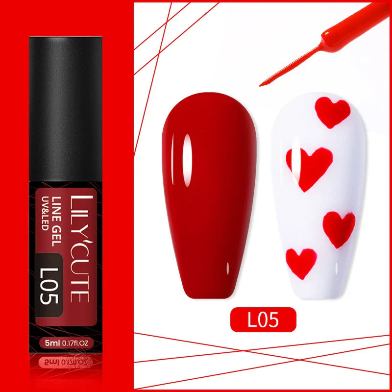 Rynx | 5ml Line Nail Art Polish Liner Pen Gel with Brush Varnish Semi Permanent Gel Nail Polish Wire Drawing Line Nail Art Tool