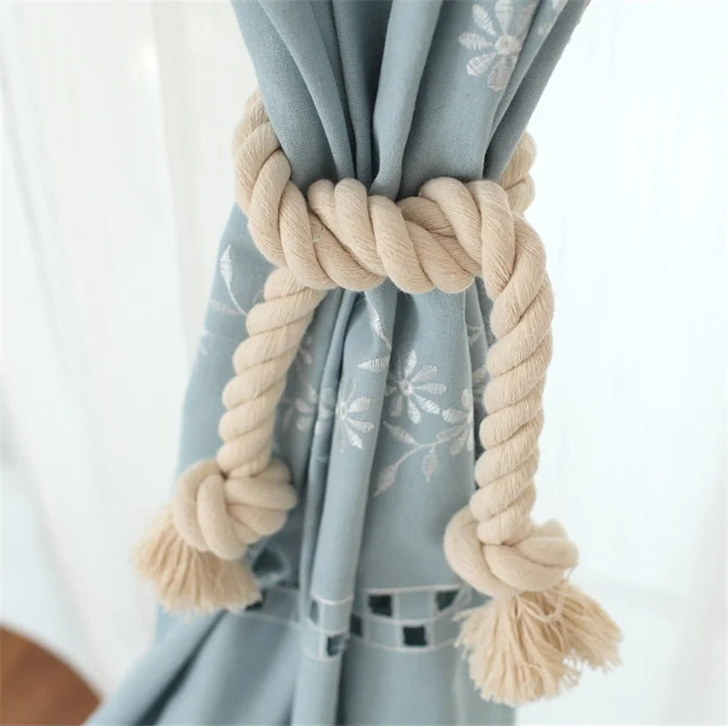 Rynx | Woven Macrame Curtain Holder Hooks Curtain Ties Living Room Boho Decoration Accessories Curtain Ties