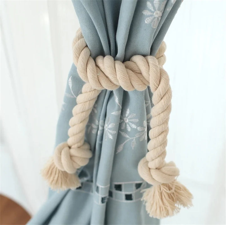 Rynx | Woven Macrame Curtain Holder Hooks Curtain Ties Living Room Boho Decoration Accessories Curtain Ties