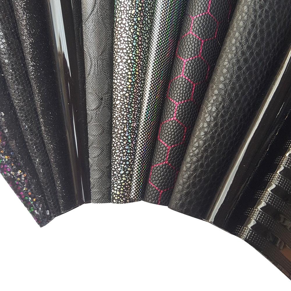 Lisslune | Sparkling Black Synthetic Leather Craft Set - Essential DIY Supplies