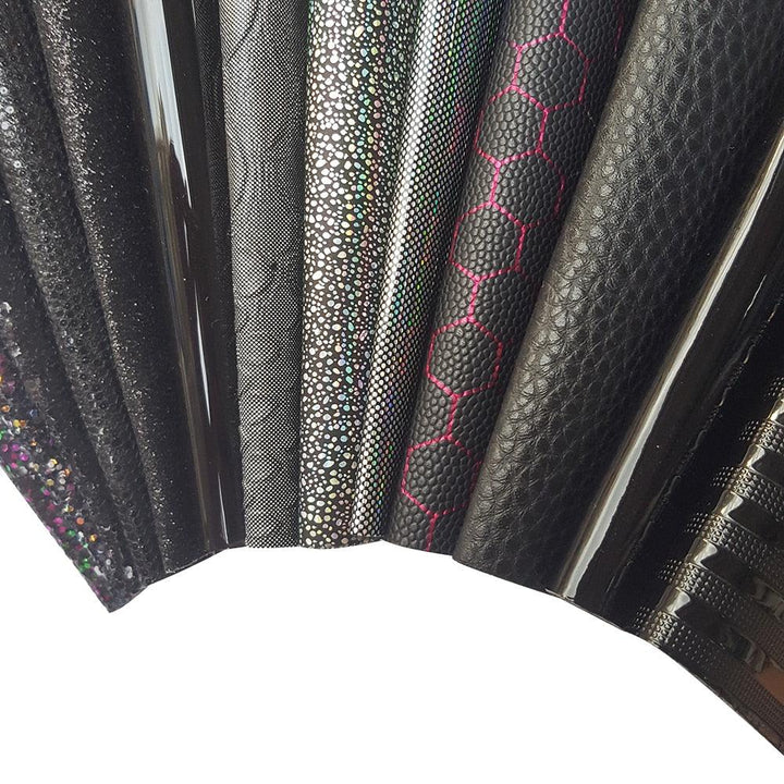 Lisslune | Sparkling Black Synthetic Leather Craft Set - Essential DIY Supplies