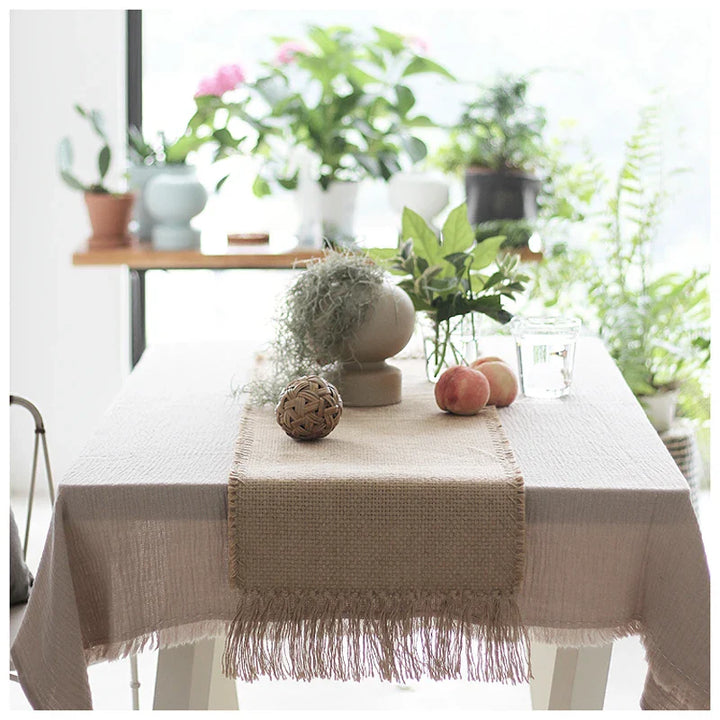 Rynx | Jute Rug Rug Macrame Table Runner Tablecloths Decoration Rug with Tassels Bathroom Mats Nordic Chic Room Decor