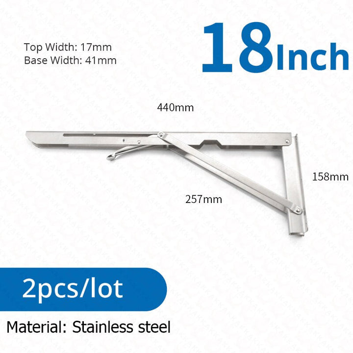 Lisslune | 2-piece set collapsible shelf brackets, heavy-duty, made of stainless steel for tables, motorhomes and space-saving
