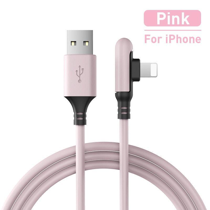 Lisslune | Ergonomic 90-Degree Liquid Silicone iPhone Fast Charge Cable - Available in multiple lengths