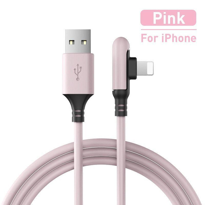 Lisslune | Ergonomic 90-Degree Liquid Silicone iPhone Fast Charge Cable - Available in multiple lengths