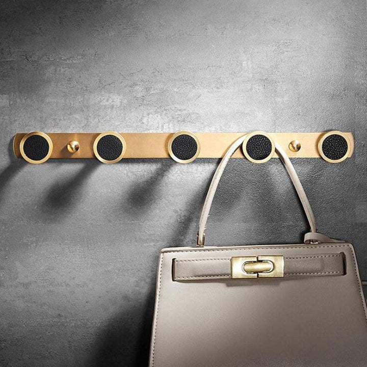 Lisslune | Elegant Luxe Gold Brass Wall Hook Rack with 5 Sturdy Hooks - Stylish Storage Solution