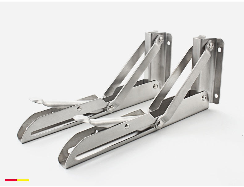 Lisslune | 2-piece set collapsible shelf brackets, heavy-duty, made of stainless steel for tables, motorhomes and space-saving