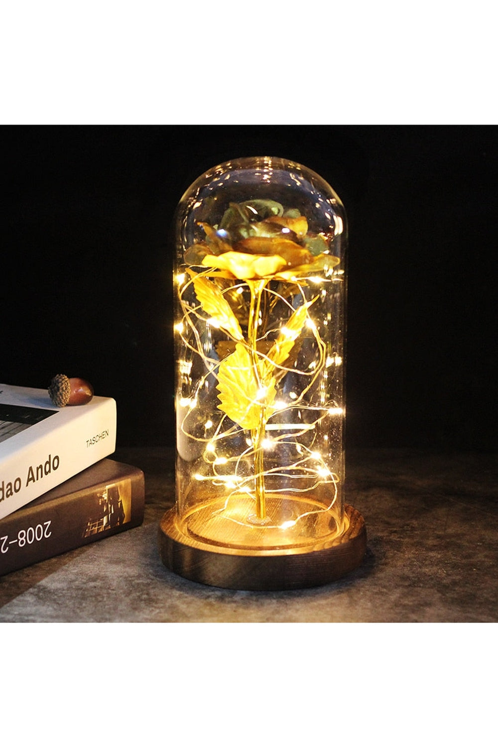 Lisslune | illuminated enchanted rose lamp