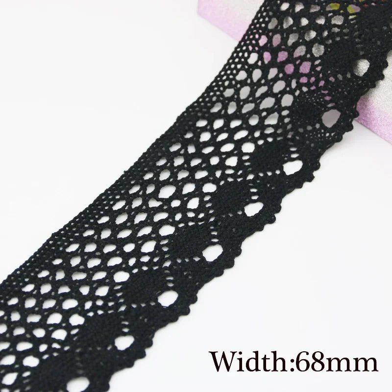Rynx | (5 meters/roll) black lace fabric cotton embroidery trim DIY sewing handmade craft ribbons materials