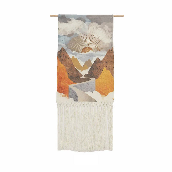 Rynx | Macramé Landscape Wall Tapestry with Handmade Tassels Dormitory Hotel Wall Fabric Blanket Cover Decoration Home Stay Aesthetic Decoration