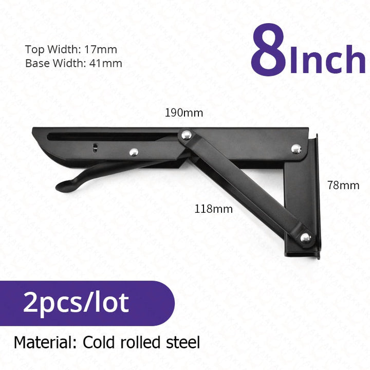 Lisslune | 2-piece set collapsible shelf brackets, heavy-duty, made of stainless steel for tables, motorhomes and space-saving