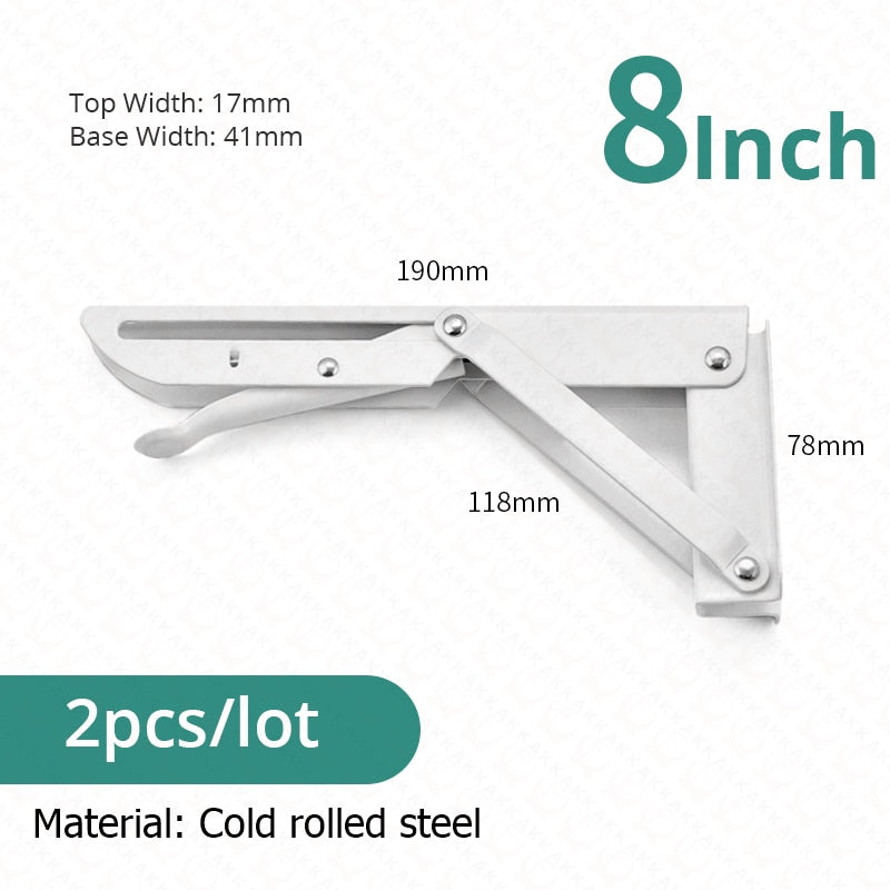 Lisslune | 2-piece set collapsible shelf brackets, heavy-duty, made of stainless steel for tables, motorhomes and space-saving