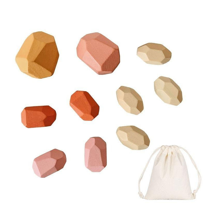 Lisslune | Wood Stone Balancing Blocks Natural Wooden Toy