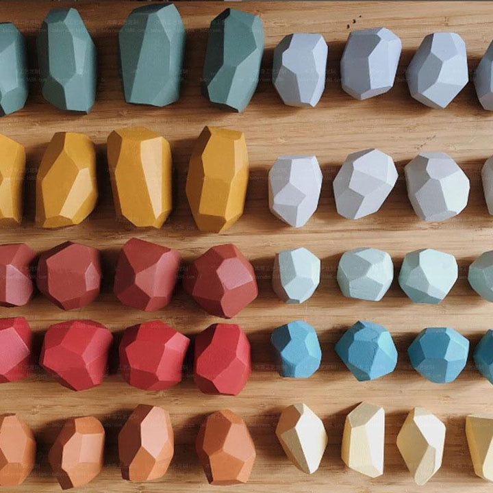 Lisslune | Wood Stone Balancing Blocks Natural Wooden Toy