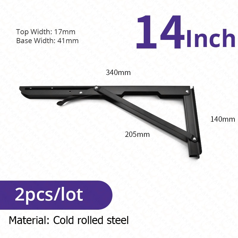 Lisslune | 2-piece set collapsible shelf brackets, heavy-duty, made of stainless steel for tables, motorhomes and space-saving