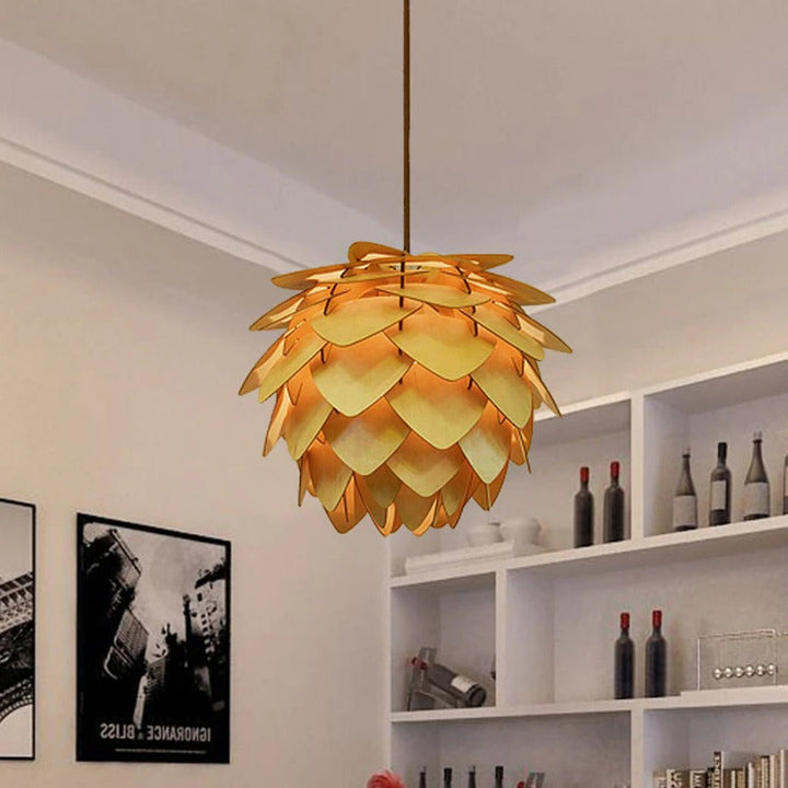 Lisslune | Handcrafted Wooden Pine Cone Pendant Light