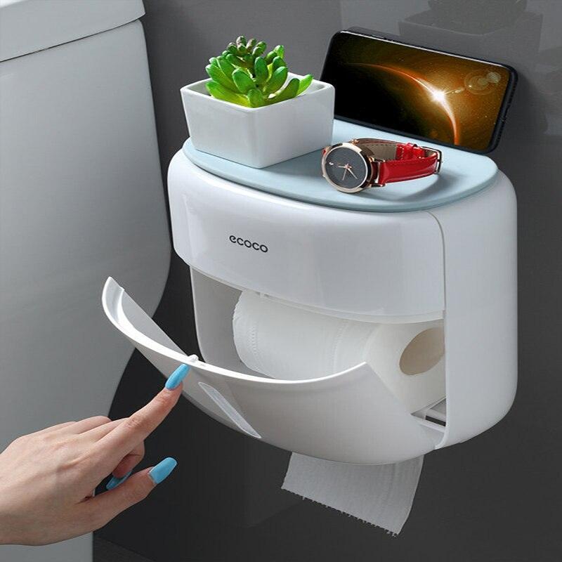 Lisslune | Bathroom organizer with phone holder and quick-change toilet paper function