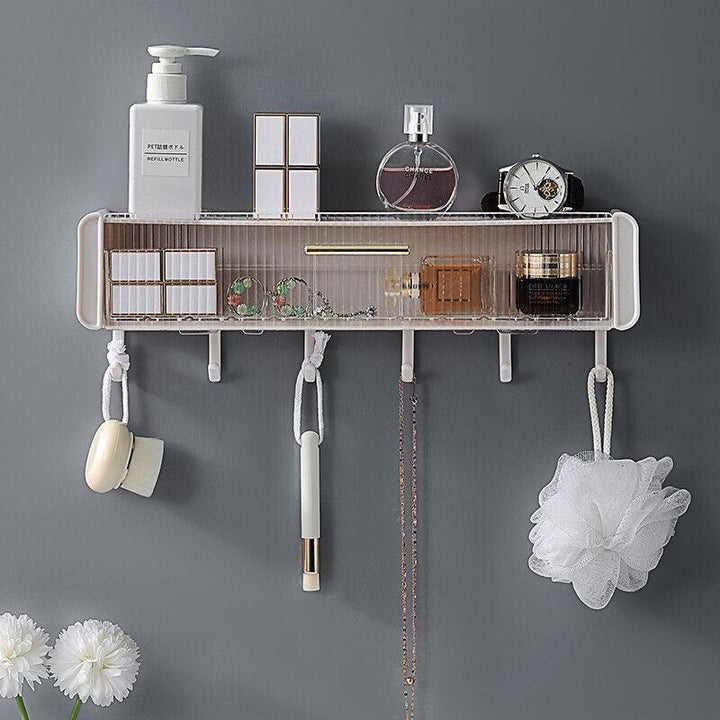Lisslune | Versatile kitchen and bathroom shelf with drawer and hooks