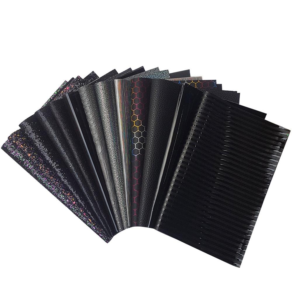 Lisslune | Sparkling Black Synthetic Leather Craft Set - Essential DIY Supplies