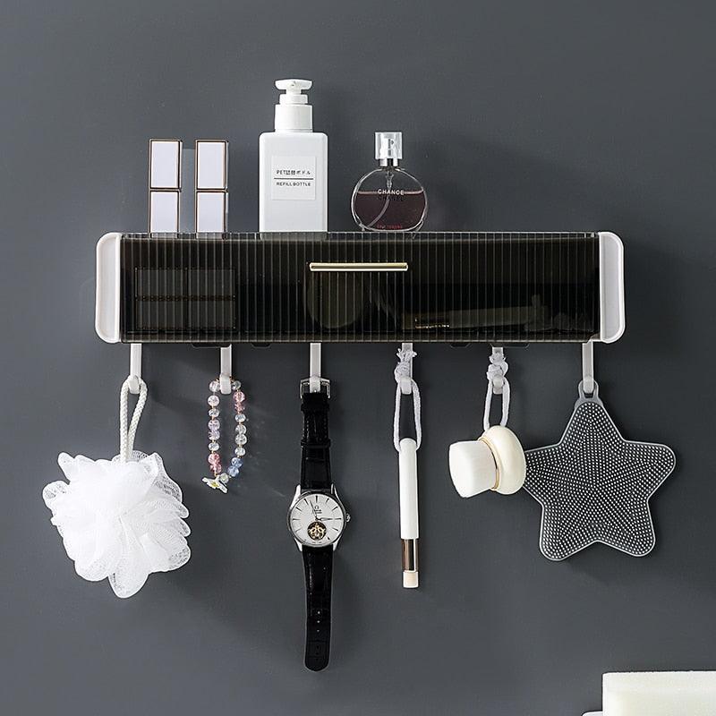 Lisslune | Versatile kitchen and bathroom shelf with drawer and hooks