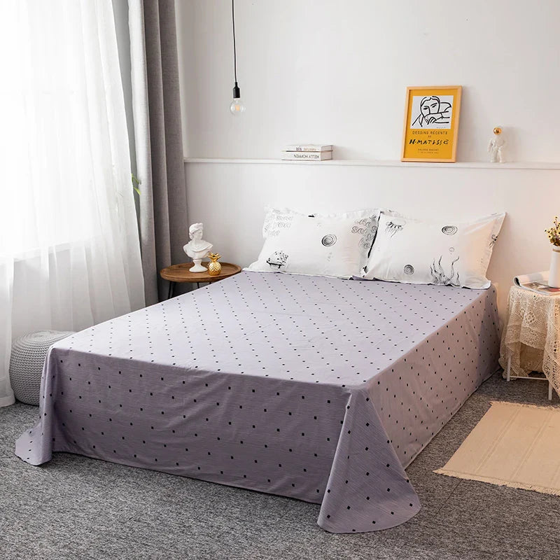 Rynx | New four-piece bedding set simple cotton double bed sheet duvet cover thickening sanding dormitory bed sheet white