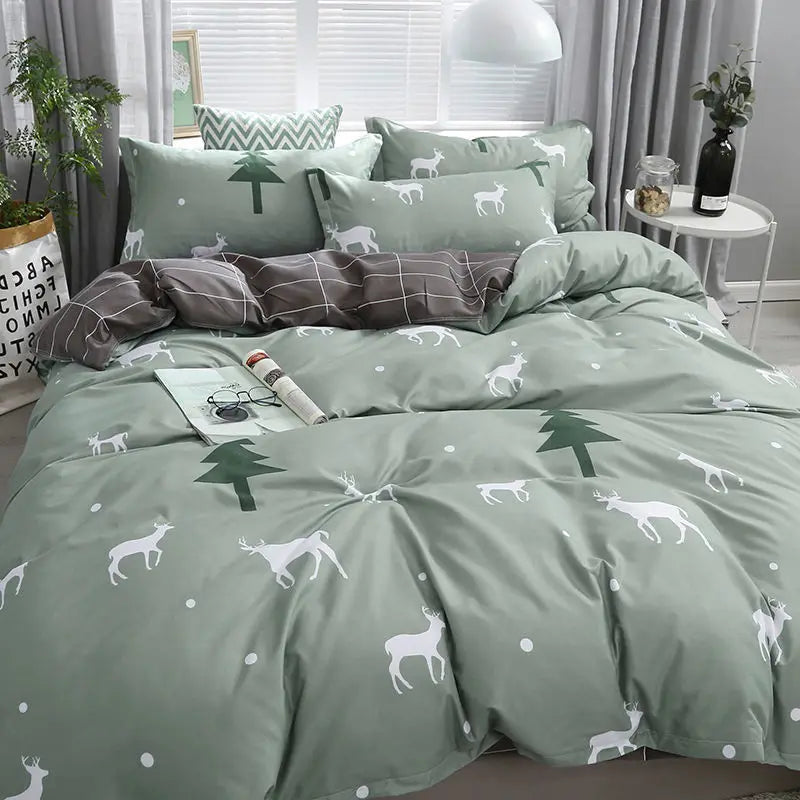 Rynx | Orange Bedding Set Girls Boys Bedding Sheet Plaid Duvet Cover No Filling 240x220 Single Double Queen King Bedding