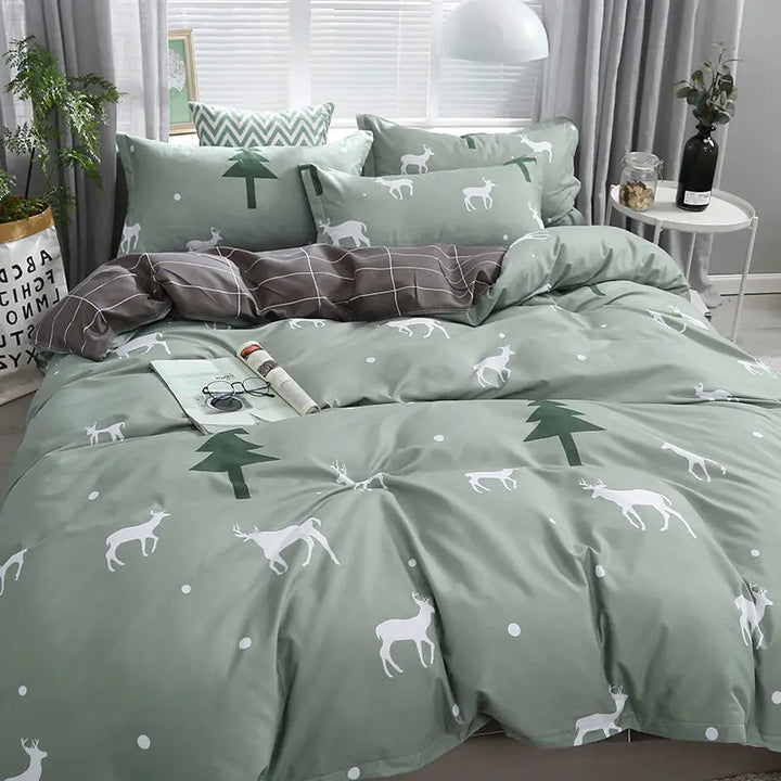 Rynx | Orange Bedding Set Girls Boys Bedding Sheet Plaid Duvet Cover No Filling 240x220 Single Double Queen King Bedding